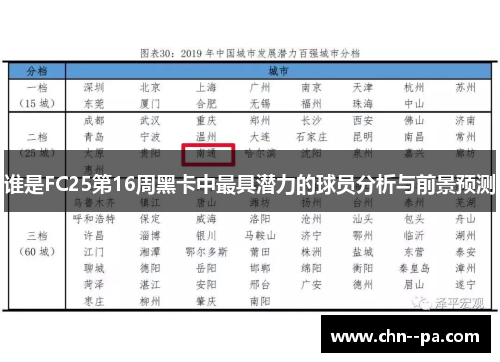 谁是FC25第16周黑卡中最具潜力的球员分析与前景预测
